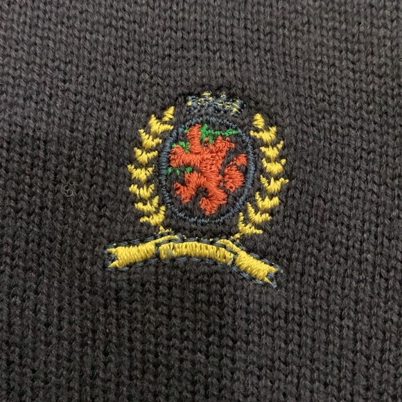 Vintage Tommy Hilfiger crest sweater vest cotton navy blue XL - Picture 2 of 3